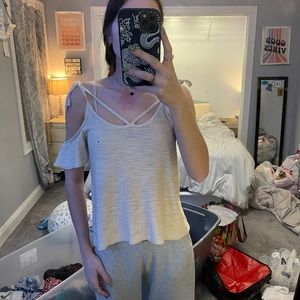 Off the shoulder knit tank top